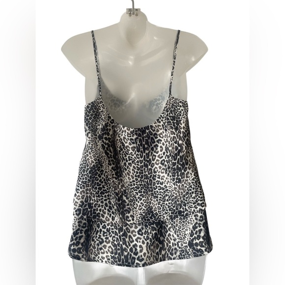 TART animal print satin cami top M black grey cream glam flowy sexy date night - Picture 2 of 3